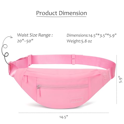 Large Pink Fanny Pack for Women Trendy Cross body Bag with Key Chain