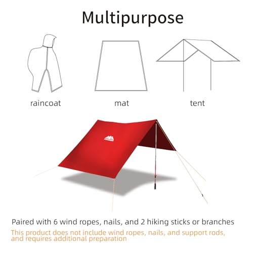 Hooded Rain Poncho for Adult with Pocket Waterproof Lightweight Unisex Raincoat for Hiking Camping Emergency
