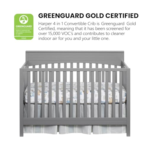 Harper 4-in-1 Convertible Crib, Dove Gray, GreenGuard Gold Certified