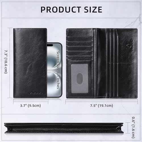 Leather Checkbook Cover Wallet for Men with RFID Blocking
