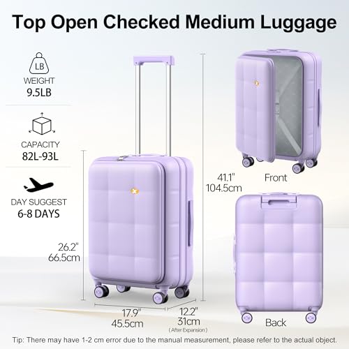 24 Inch Expandable Checked Luggage Hard Shell Suitcase