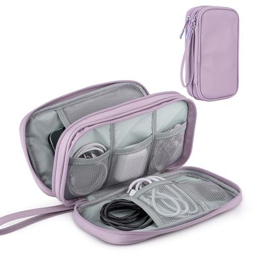 PU Leather Cable Organizer Double Layer Travel Pouch