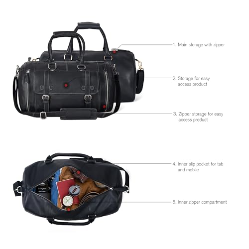 Handmade Leather Weekender Duffle Bag for Men