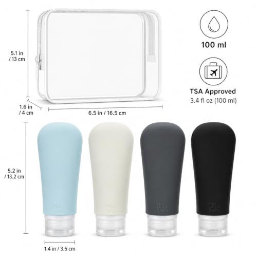 Travel Bottles for Toiletries (4 Count)