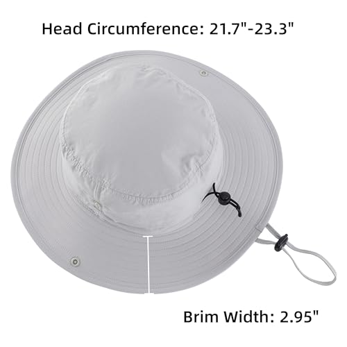 Men's Sun Hat Wide Brim Hiking Camping Gardening Hats UV Protection Outdoor Fishing Hat Light Grey