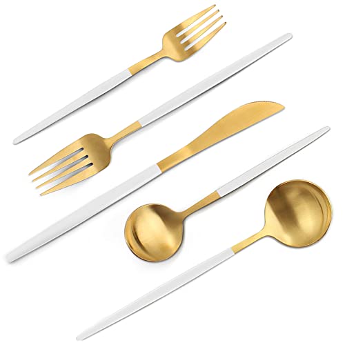 Matte White Gold Silverware Set (4 Count)