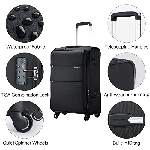 24 Inch Expandable Luggage Large Suitcases with Wheels Softside Checked Luggage Rolling Suitcase with Lock Lightweight Travel Luggage for Men and Women 24 Inch Luggage