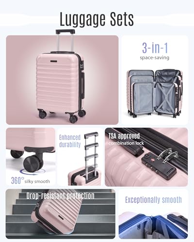Luggage Sets 3 Pcs Suitcase with Wheels