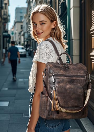 Vegan Leather Laptop Backpack for Women 15.6 inch Work Backpack Fashion Travel Backpack Purse for Travel College Work