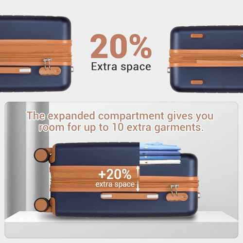 Carry On Suitcase 20in Expandable ABS+PC Airline Approved Navy