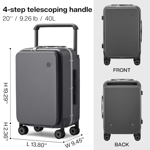 20 Inch Carry On Luggage Aluminum Frame Spinner Wheels