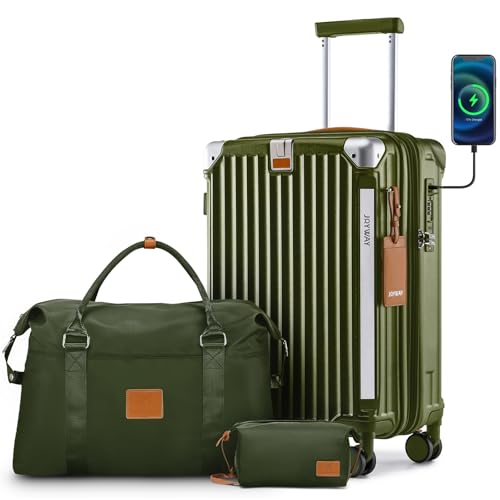 20in Carry On Luggage with Cup Holder and USB Port (3 Count)