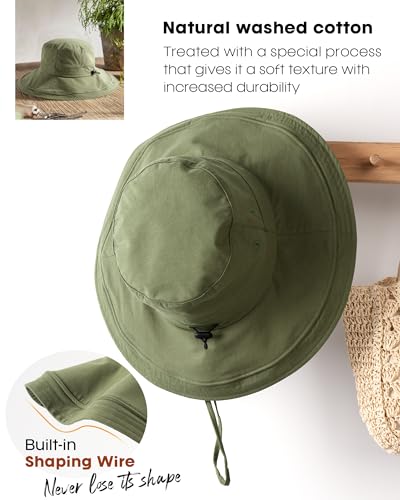 Sun Hats for Women Gardening Hat Wide Brim Ponytail Beach Sun Protection Breathable Cotton Summer Hat with Fold