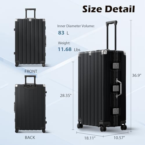 Large Luggage 28 inch Zipperles Suitcase With Spinner Wheels USB Charger Hardside PC Aluminum Frame Luggages Checked Suitcases with TSA Lock