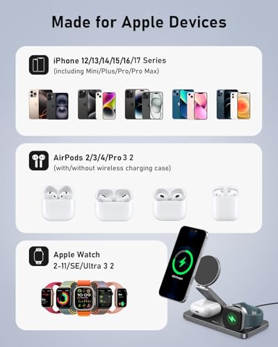 3 in 1 Wireless Charging Station for Apple MagSafe Charger