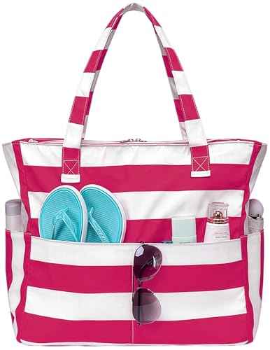 Waterproof Beach Tote Pool Bags for Women Ladies Extra Large Carry On Bag With Wet Compartment for Weekender Travel