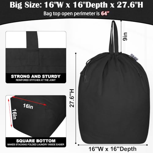 Canvas Laundry Bags with Handles & Square Base 16"Wx16"D x27.6"H