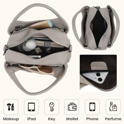 Genuine Leather Purses for Women with Detachable Satchel Strap