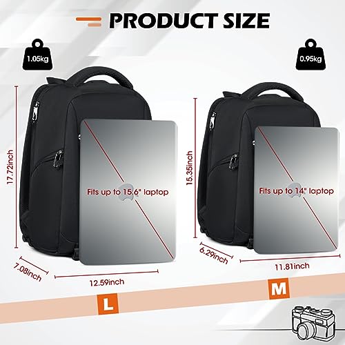 Camera Bag Backpack Professional for DSLR SLR Mirrorless Camera Waterproof Laptop Back Pack 15.6 Inch with Rain Cover Anti Theft Travel Case Large Capacity Photography Backpack Black