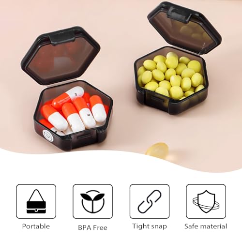 Small Pill Case Travel Pill Box Cute Pill Organizer for Purse Portable Daily Medicine Organizer 1 Compartment Pill Holder for Vitamins (3 Count)