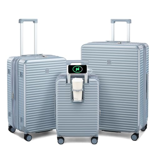 20"/24"/28" Expandable Hardshell Luggage Sets 3 Piece, Silver (3 Count)