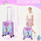 Cute Mermaid Kid’s Luggage Set 2 Piece Suitcase Set 16" Hardside Luggage with Spinner Wheels Girls Carry on Toddler Travel Rolling Luggage Airline Approved (2 Count)
