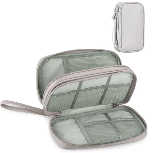 PU Leather Cable Organizer Double Layer Travel Pouch