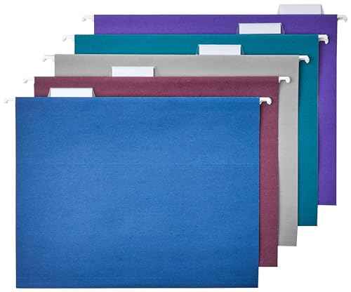 Hanging File Folders with Adjustable Tabs for Document Organization (25 Count)
