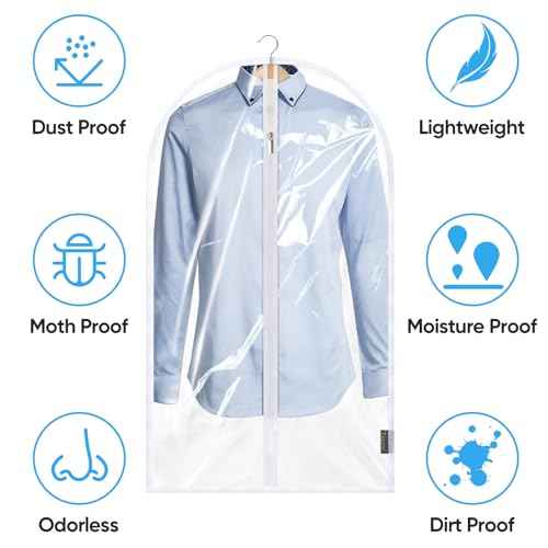 12PK Clear Garment Bags for Hanging Clothes (12 Count)