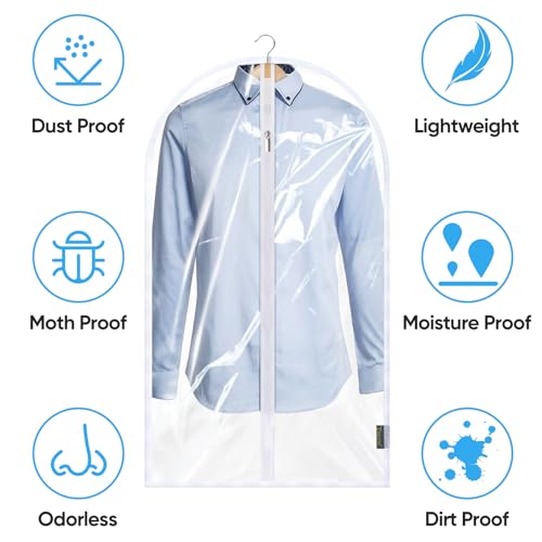 6PK Clear Garment Bags for Hanging Clothes (6 Count)