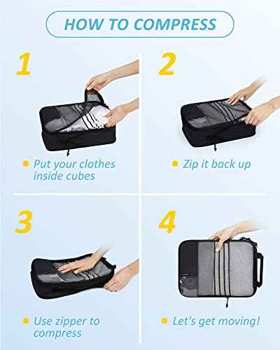 6 Set Compression Packing Cubes for Travel (6 Count)