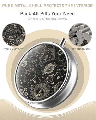 Pill Box 3 Compartment Portable Travel Medicine Box with Mirror