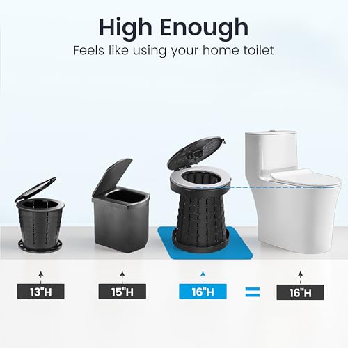 Upgrade Retractable Portable Toilet Travel Toilet Adjustable Height Camping Toilet Portable Potty for Adults Kids