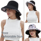 Womens Sun Hats Wide Brim Reversible Bucket Cotton Hat Packable Summer Travel Cap with Hat Clip