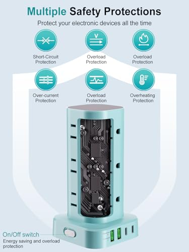 Power Strip Tower with Multiple Outlets (16 Count)
