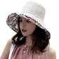 Women Floral Reversible Wide Brim Sun Hats Summer UV Protection Hiking Fishing Hat Wired Edge Beach Garden Lawn Work Cap Chin Strap
