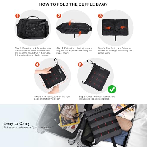 Foldable Duffle Bag for Men Large 65L Travel with Shoe Compartment