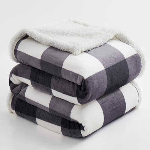 Sherpa Blanket Fleece Throw Blanket Twin Plaid Thick Bed Blanket