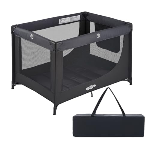 Pack and Play Portable Baby Crib Foldable Playard Leightweight Travel Playpen for Tooddlers and Infant Black