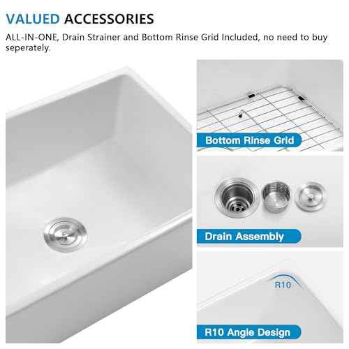 28"x20" White Farmhouse Sink
