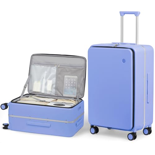 24 Inch Checked Luggage PC Hard Shell Suitcase Top Opening Aluminum Frame Travel Suitcases with Wheels