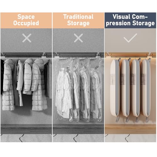 2 Pack 54" Space Saving Garment Bags for Hanging Clothes With Compression Zipper Carry Handles and Window (2 Count)