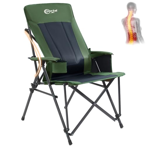 Camping Chair with Lumbar Support for Adults Folding Portable High Back Oversized