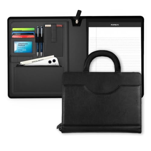 PU Leather Padfolio Portfolio with Handle