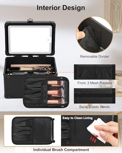 Travel Small Makeup Bag With LED Mirror in 3