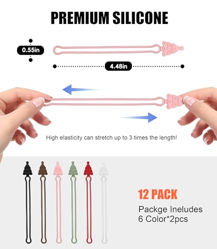 Silicone Cable Ties Cord Organizer (12 Count)