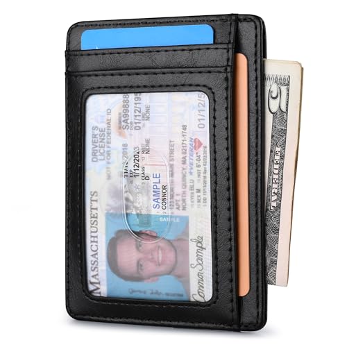 Slim Minimalist Front Pocket RFID Blocking Leather Wallets for Men and Women