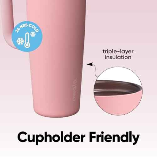 FreeSip Tumbler Stainless Steel Water Bottle 30 oz Rose Quartz