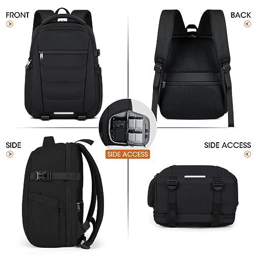 Camera Bag Backpack Professional for DSLR SLR Mirrorless Camera Waterproof Laptop Back Pack 14 Inch with Rain Cover Anti Theft Travel Case Large Capacity Photography Backpack Black