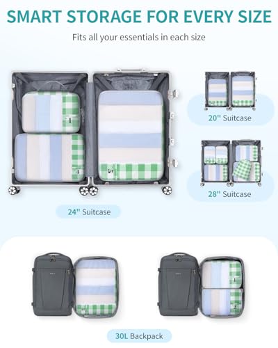 6 Set Packing Cubes for Travel Durable Suitcase Organizer Bags Set with Personalized Tag Travel Essentials with Shoe Bag Traveling Accessories for Luggage Machine Washable (6 Count)